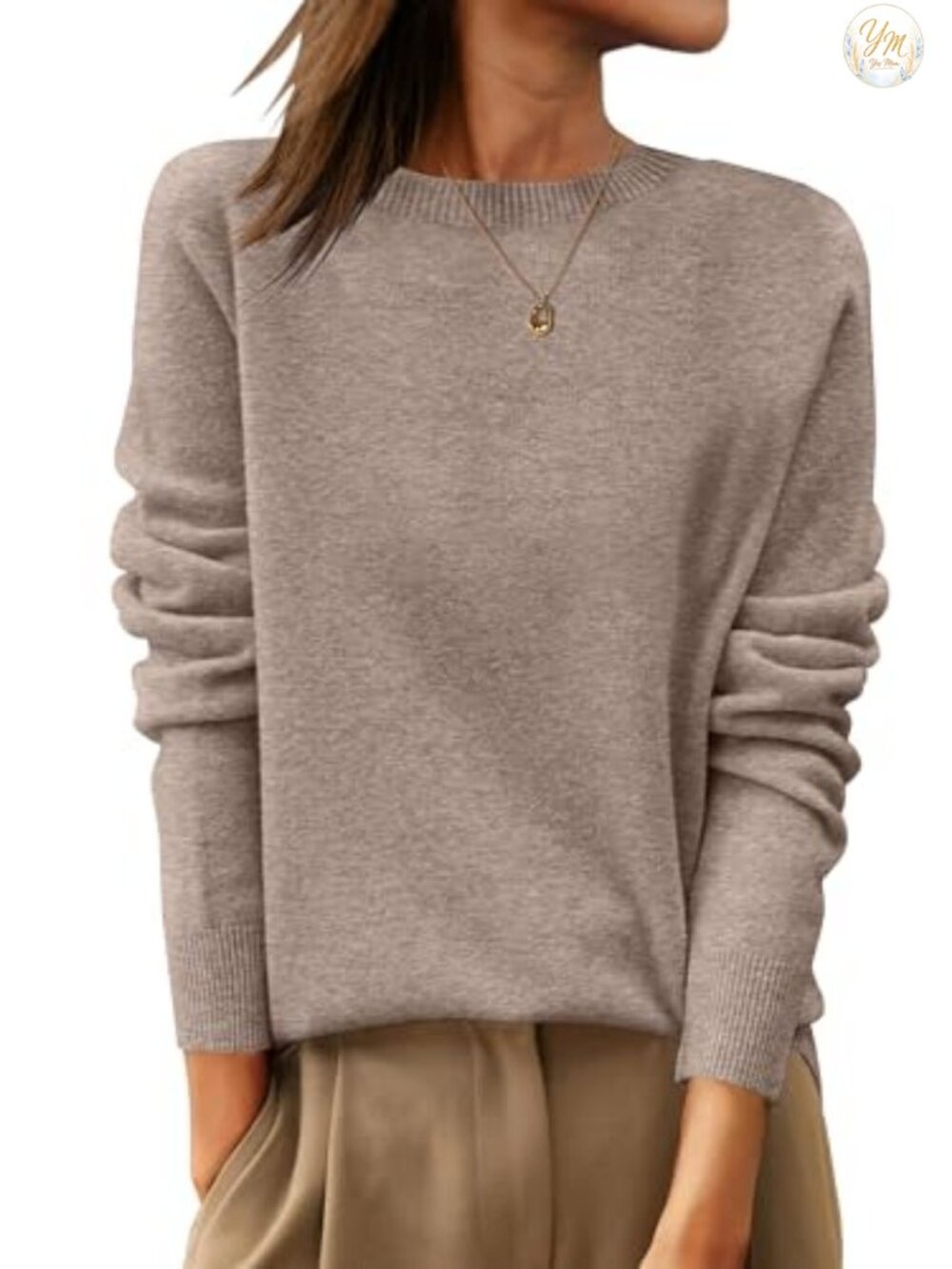 100% Wool Long Sleeve Pullover Sweater Crew Neck Womens Business Casual